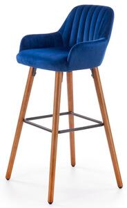 Barová židle JUANA ořech/tmavě modrá