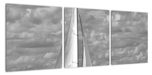 Obraz černobílé plachetnice (90x30cm)