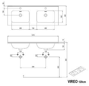 Koupelnová skříňka s dvojumyvadlem VIREO 120 cm - možnost volby barvy