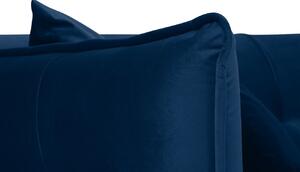Tmavě modrá sametová třímístná rozkládací pohovka MICADONI MULLI 225 cm