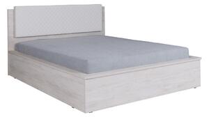 Manželská postel KOLOREDO + rošt, 160x200, dub bílý/bílá