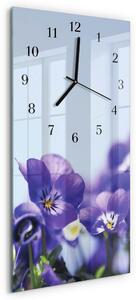 Skleněné hodiny vertikální Květiny zsppc-30x60-00173724