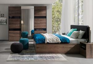 Manželská postel DENVER + rošt + matrace COMFORT, 160x200, dub Monastery/černá