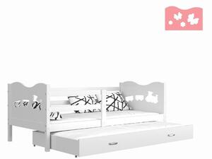 Dětská postel MAX P2 COLOR, 190x80, bílá/motýl/bílá