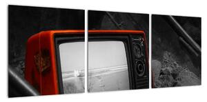 Obraz červené televize (90x30cm)