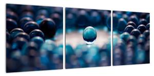 Obraz modré skleněné kuličky (90x30cm)