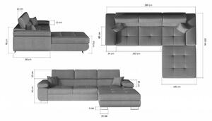 Rohová rozkládací sedačka AMARO, 280x90x205, berlin 03/soft 66, levý roh