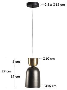 Černo zlaté kovové závěsné světlo Kave Home Sacmis 15 cm