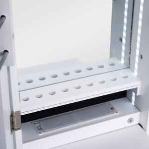 Volně stojící šperkovnice s LED osvětlením a se zrcadlem | bílá