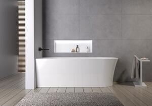 Wall-Mounted Bathtub NORA CORNER - left installation - Glossy White - 170 x 80 cm - optional taps
