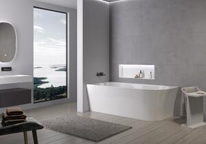 Wall-Mounted Bathtub NORA CORNER - left installation - Glossy White - 170 x 80 cm - optional taps