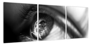 Černobílý obraz - detail oka (90x30cm)