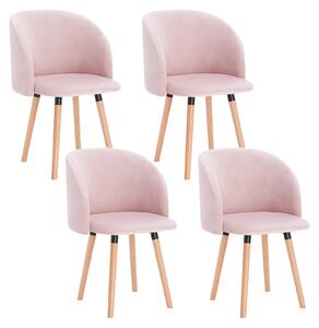 Jídelní židle - Sada 4 kusů - Židle - Dřevěné židle - Ergonomický design - Masivní dřevěná konstrukce - Růžová barva