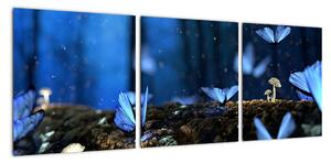 Obraz - modří motýli (90x30cm)