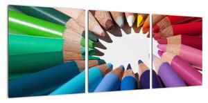 Obraz - kruh z barevných pastelek (90x30cm)