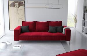 Červená sametová trojmístná pohovka MICADONI JARDANITE 216 cm