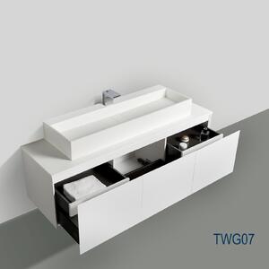 Vanity unit Luna 1600 White matt s minerální litou umyvadlovou deskou