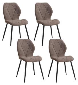 Jídelní židle - Sada 4 kusů - Čalouněné - Měkká lněná tkanina - Sametové sedadlo - Ergonomické - Kovové nohy