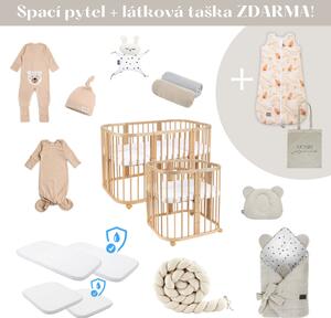 Sleepee Luxusní novorozenecká sada s rostoucí postýlkou 7v1 + spací pytel ZDARMA béžová