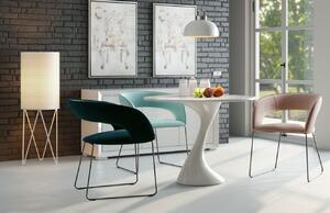 Tyrkysová sametová jídelní židle Miotto Aventino s kovovou podnoží