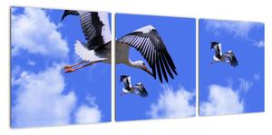 Obraz letících čápů (90x30cm)