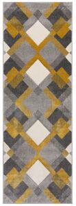 Flair Rugs, Běhoun Hand Carved Nimbus Grey/Ochre, 80x230, žlutá, chodba / předsíň
