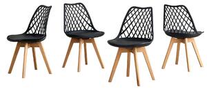 Jídelní židle – skandinávský design – umělá kůže (PU) – bukové nohy – bílá barva