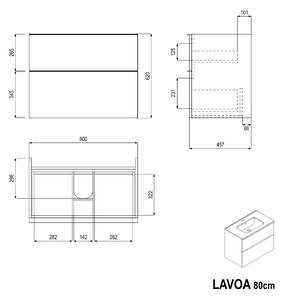 Koupelnová skříňka s umyvadlem LAVOA 80 cm - možnost volby barvy