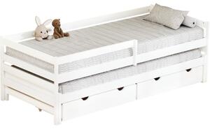 Kondela Postel s přistýlkou a úložným prostorem, 90x200, bílá, ELARA