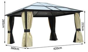Luxusní zahradní altán s polykarbonátovou střechou 4,3 x 3,6 m | béžový