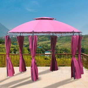Luxusní zahradní kulatý altán s bočnicemi 3,5 x 2,75 m | růžový