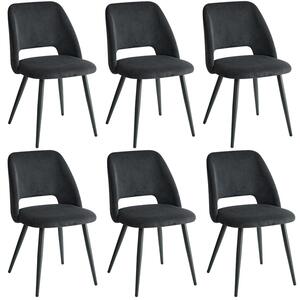 Sada jídelních židlí (2, 4 nebo 6 kusů) – sedák z ribového sametu, ergonomický design, černé kovové nohy