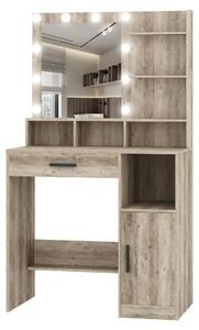 Kosmetický stolek - Toaletní stolek - Stolek pro vizážistku - Stolek na líčení - Stolek se zrcadlem - 10 LED světel