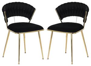 Jídelní židle - Židle - Sametové židle - Moderní design - Zlaté kovové nohy - Ergonomické pohodlí