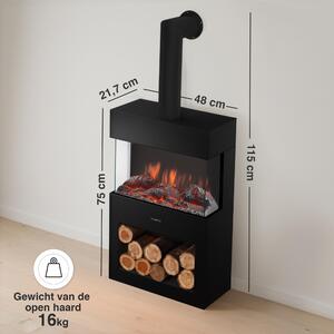Elektrické krbové topidlo, černé barvy - 1800 W - rozměry 21,7 x 48 x 117,7 cm - materiál: plast a kov - dekorativní krb