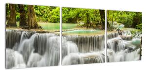 Obraz lesních vodopádů (90x30cm)