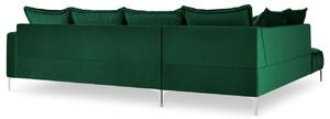 Zelená sametová rohová pohovka MICADONI JARDANITE 296 cm, levá