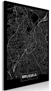 Obraz - Dark Map of Brussels (1 Part) Vertical