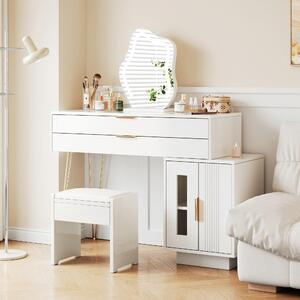 Kaptafel – Toaletní stolek – Kosmetický stolek – Toaletní komoda – Bílý toaletní stolek – Výsuvná konstrukce