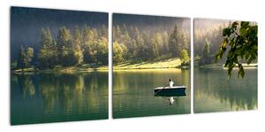 Obraz loďky na jezeře (90x30cm)