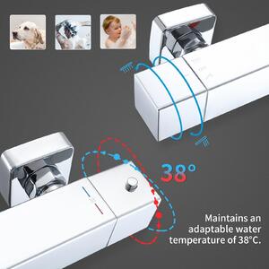 Moderní termostatická sprchová baterie s výstupem pro vanu, konstantní teplotou a nástěnnou montáží