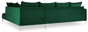 Zelená sametová rohová pohovka MICADONI JARDANITE 296 cm, pravá