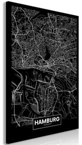 Obraz - Dark Map of Hamburg (1 Part) Vertical