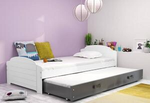Dětská postel DOUGY P2 + matrace + rošt ZDARMA, 90x200, bílý, grafitová