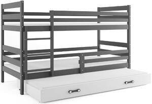 Patrová postel ERYK 3 + matrace + rošt ZDARMA, 80x160 cm, grafit,bílá