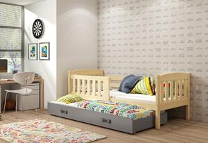 Dětská postel FLORENT P2 + matrace + rošt ZDARMA, 80x190, borovice, grafitová