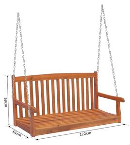Závěsná lavička z akátového dřeva | 122 x 61 x 59 cm