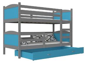 Dětská patrová postel MATEUSZ 2 COLOR, 190x80, šedý/modrý