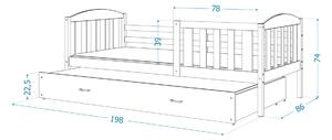 Dřevěná dětská postel KUBUS P1 masiv, 190x80, borovice