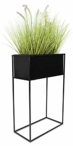 KOVOVÝ KVĚTINÁČ SE STOJÁNEM RECT 70X24X44 CM ČERNÁ